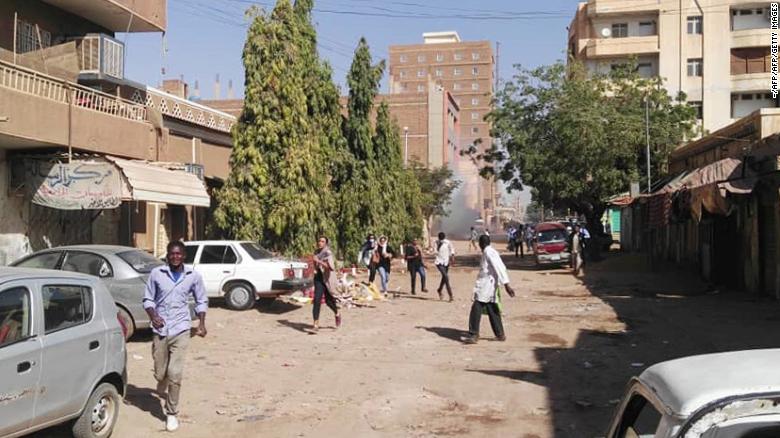 Police fired tear gas at protesters demonstrators in Khartoum in December.
