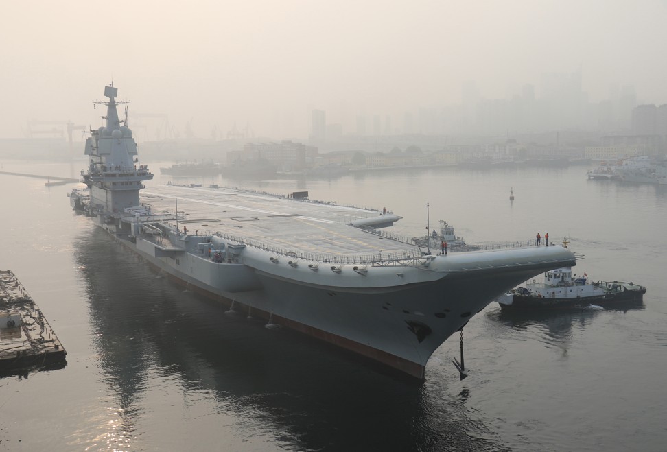 China’s first home-grown aircraft carrier is expected to enter service next year. Photo: Xinhua via AP