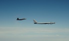 An F-22 Raptor assigned to Joint Base Elmendorf-Richardson, in Alaska, intercepts a Russian Tu-95 Bear on June 9, 2020.