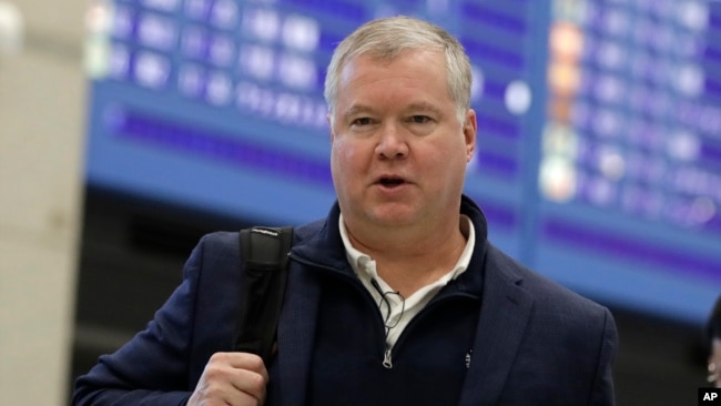 FILE - U.S. Special Representative for North Korea Stephen Biegun arrives at Incheon International Airport in Incheon, South Korea, Feb. 3, 2019.