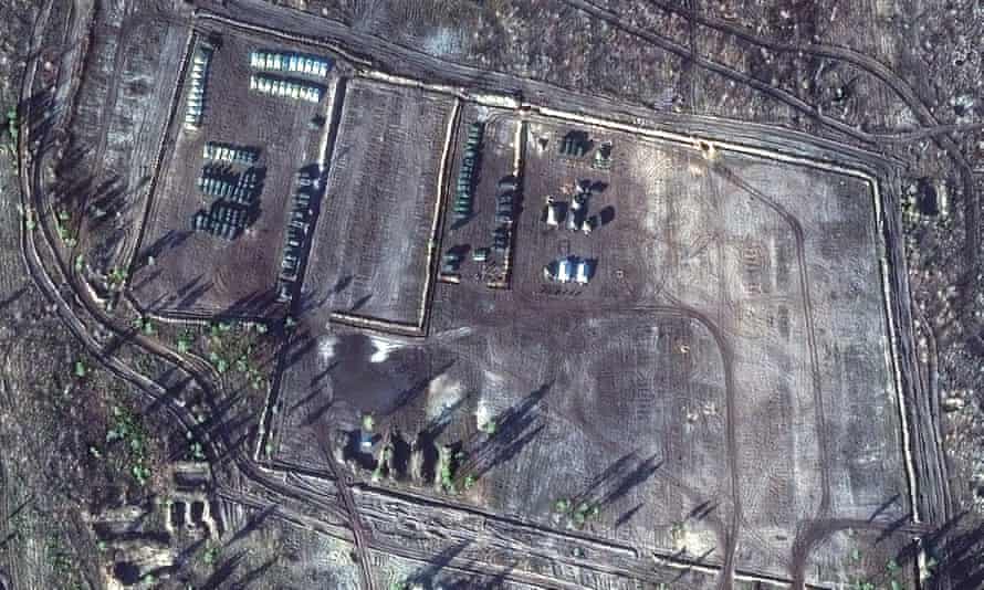 A satellite image taken on 26 November shows Russian troop locations at the Pogonovo training ground in the Voronezh region